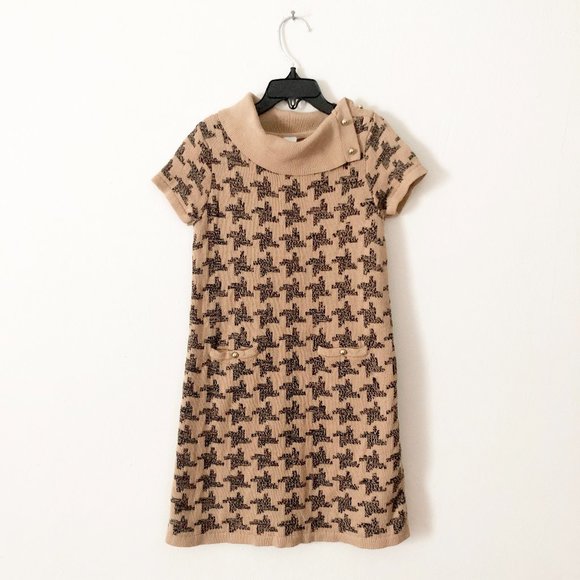 Janie & Jack | Brown & Black Houndstooth Knit Dress - Picture 1 of 9